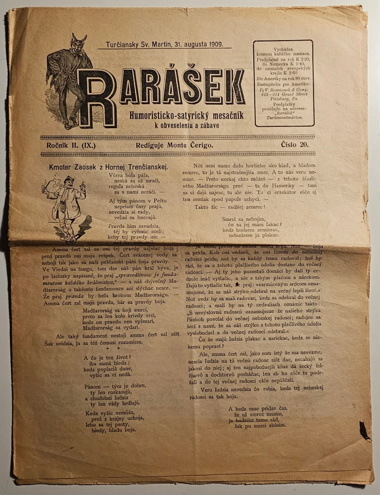 Rarášek – humoristicko-satirický mesačník k obveseleniu a zábave (ročník II. /číslo 20)