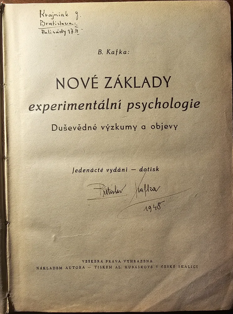 Nové základy experimentálni psychologie /s podpisom