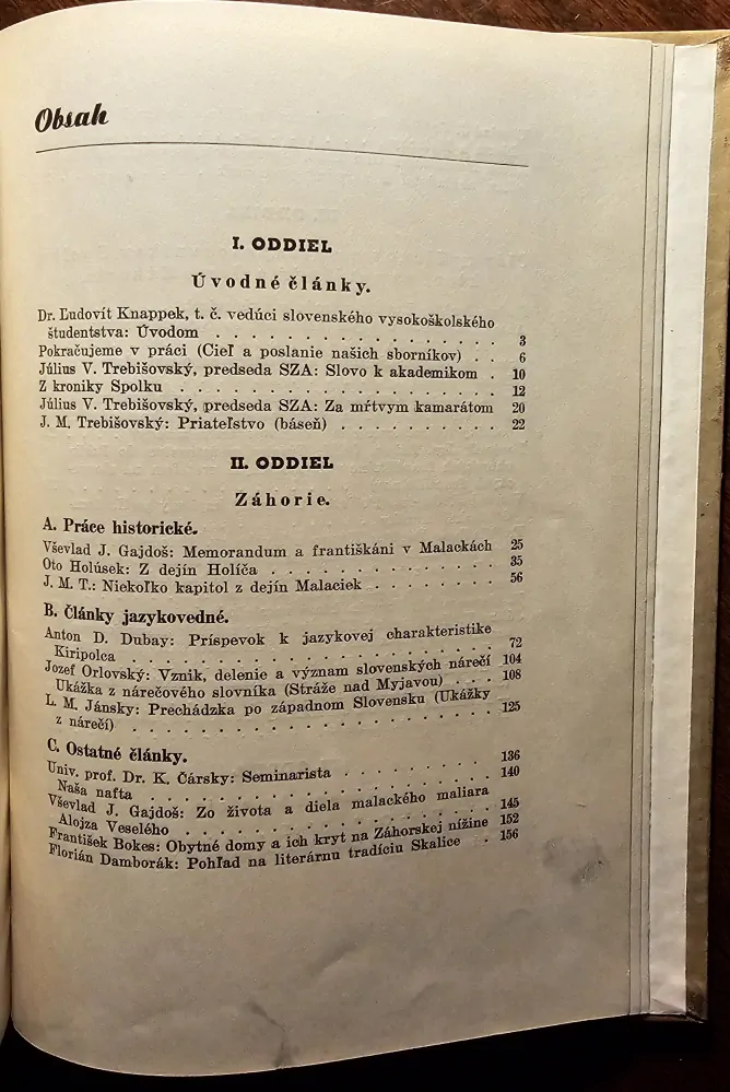 Sborník Spolku záhorských akademikov so sídlom v Malackách (1932-1942) II. 