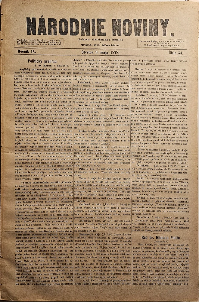 Národnie noviny (kompletný IX.ročník, 156 čísiel)