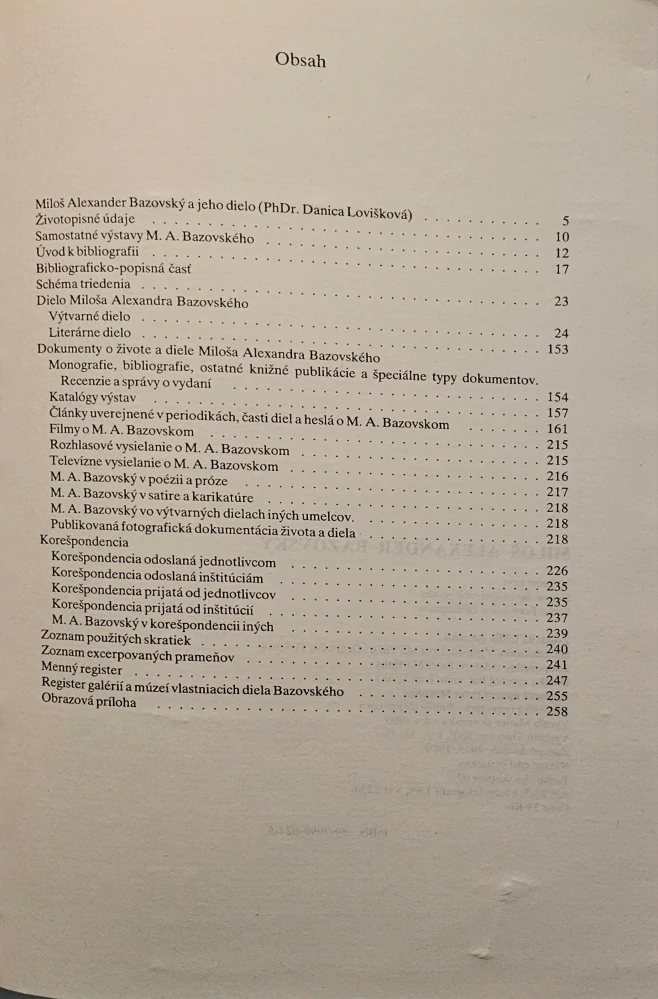Miloš Alexander Bazovský: Personálna bibliografia