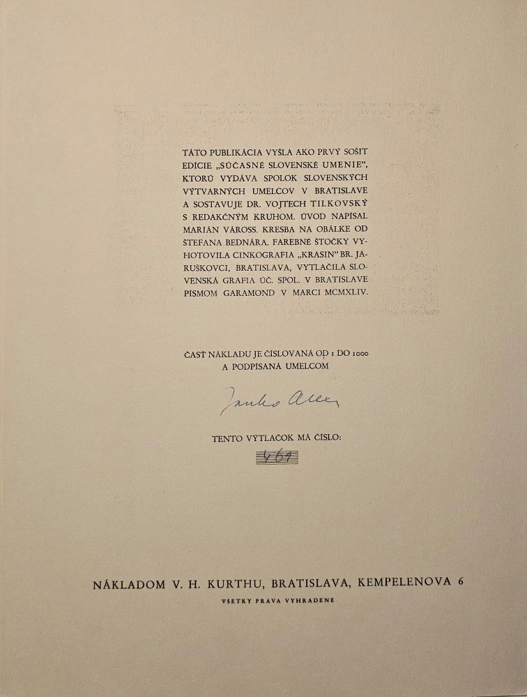 Súčasné slovenské umenie (Alexy, Kostka, Mitrovský, Mudroch, Koniarek, Galanda) (6 zväzkov) /s podpismi