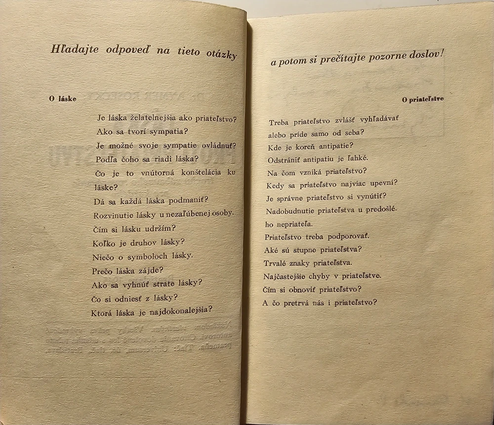 Láska proti priateľstvu (Zábavné úvahy a postrehy) /s podpisom