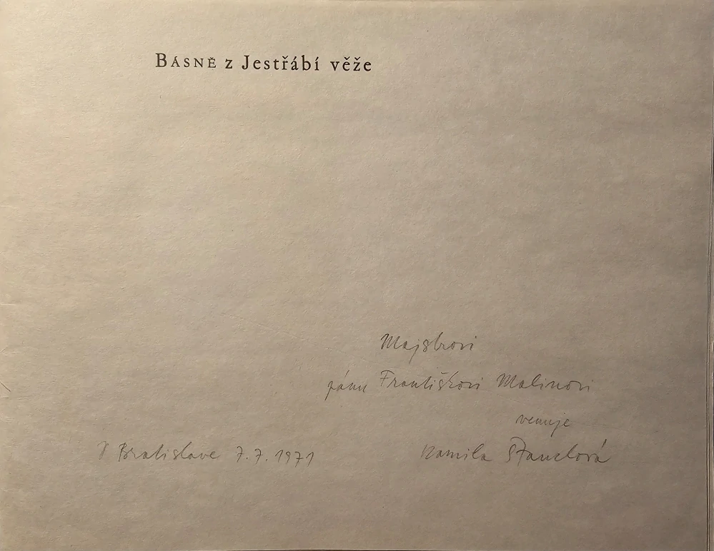 Básně z Jestřábí věže /s podpisom