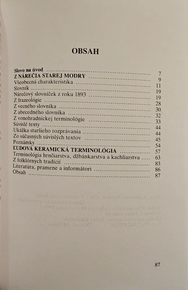 Z nárečia starej Modry/Ľudová keramická terminológia