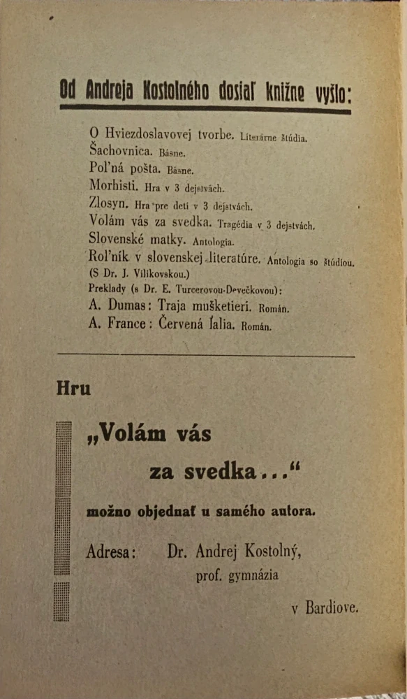 Volám vás za svedka...