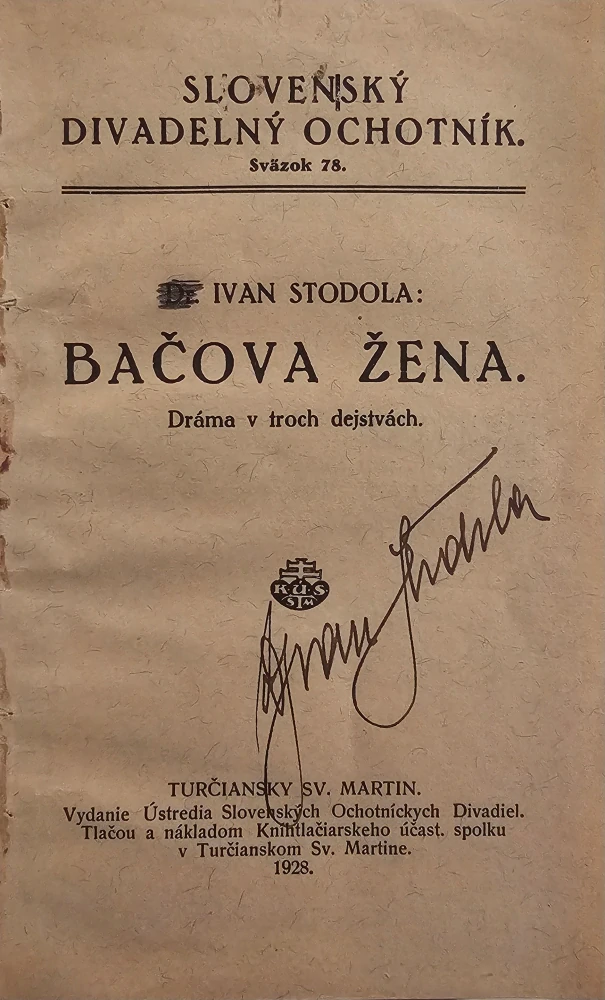 Bačova žena /autorský exemplár s podpisom