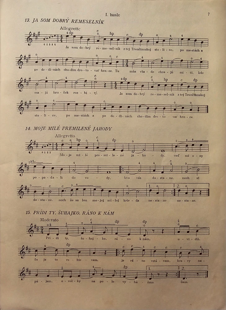 Slovenské ľudové piesne (I.-II. husle)