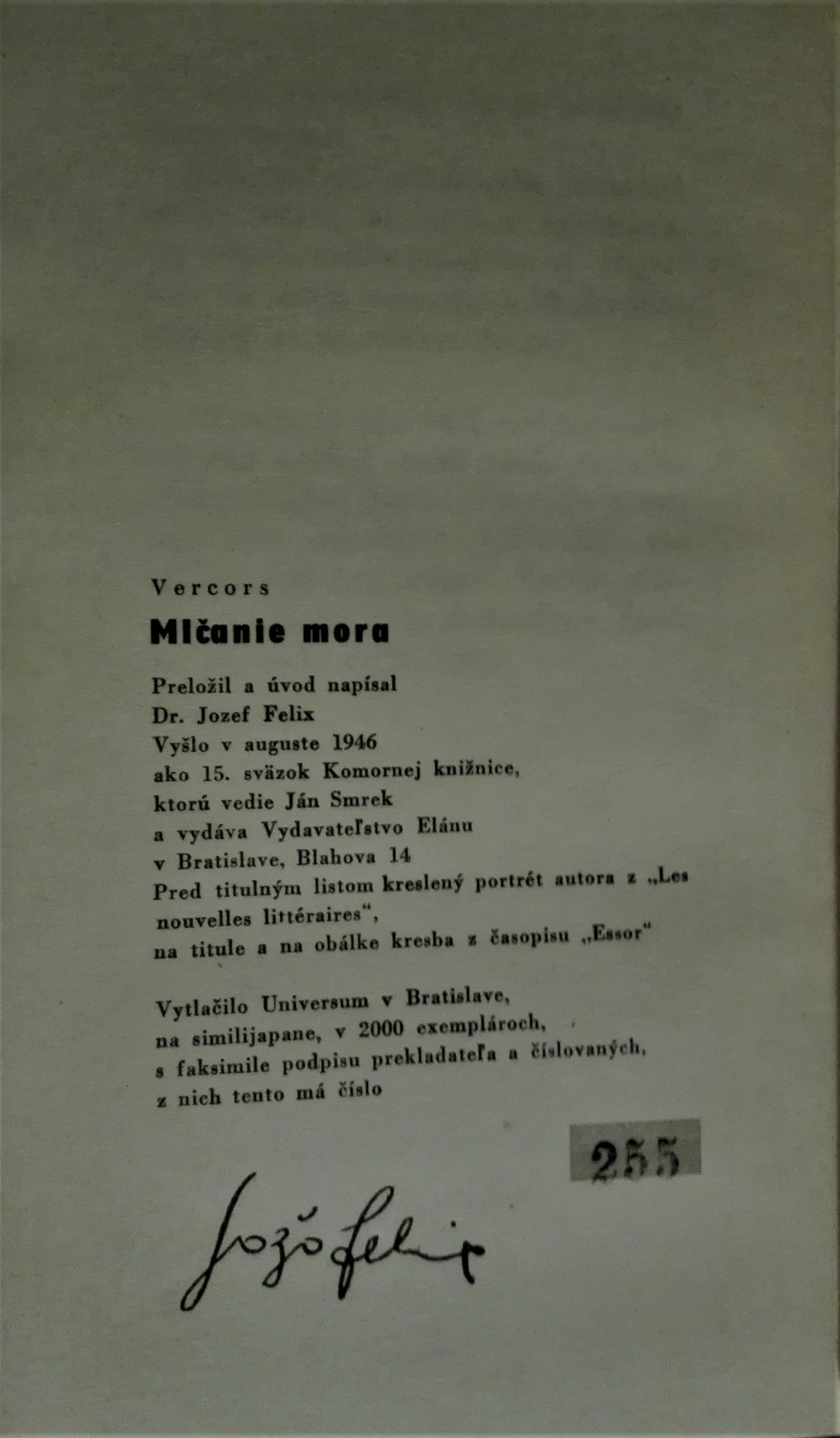 Mlčanie mora (I. vydanie)