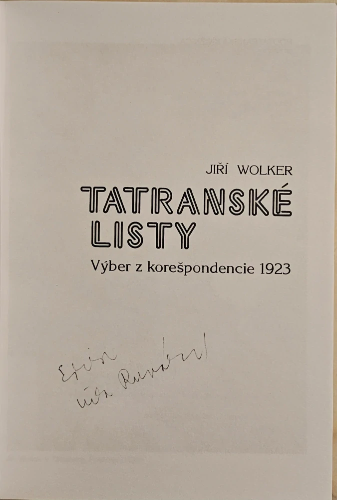 Jiří Wolker: Výber z korešpondencie /s podpisom