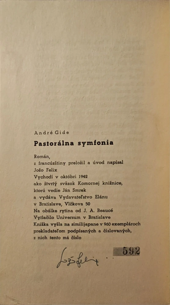 Pastorálna symfonia /s podpisom 