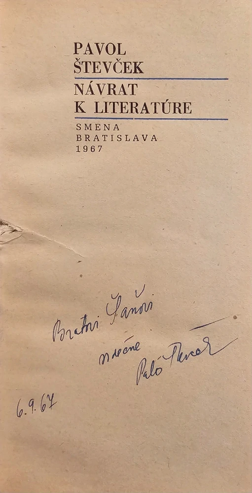 Návrat k literatúre /s podpisom