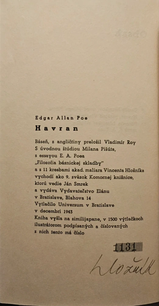 Havran /s podpisom (I. vydanie)