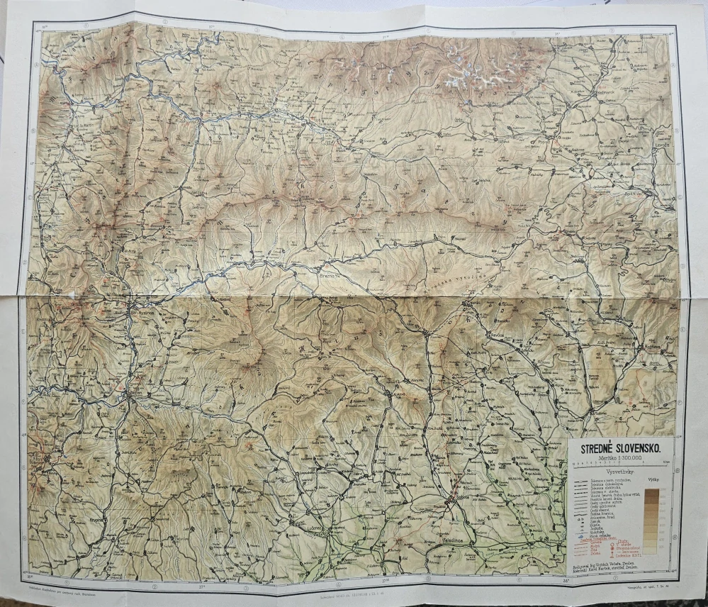 Turistická mapa stredného Slovenska