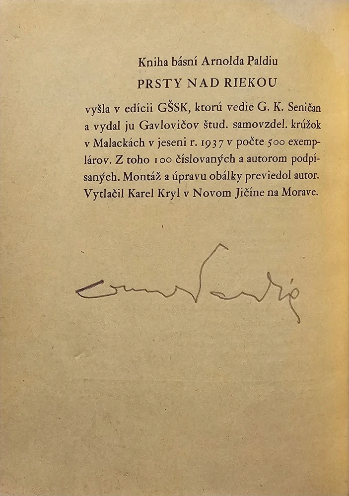 Prsty nad riekou /s podpisom