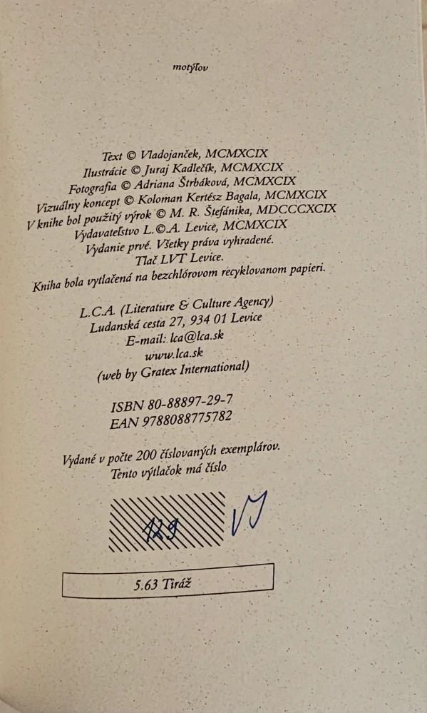 motýľov /s podpisom