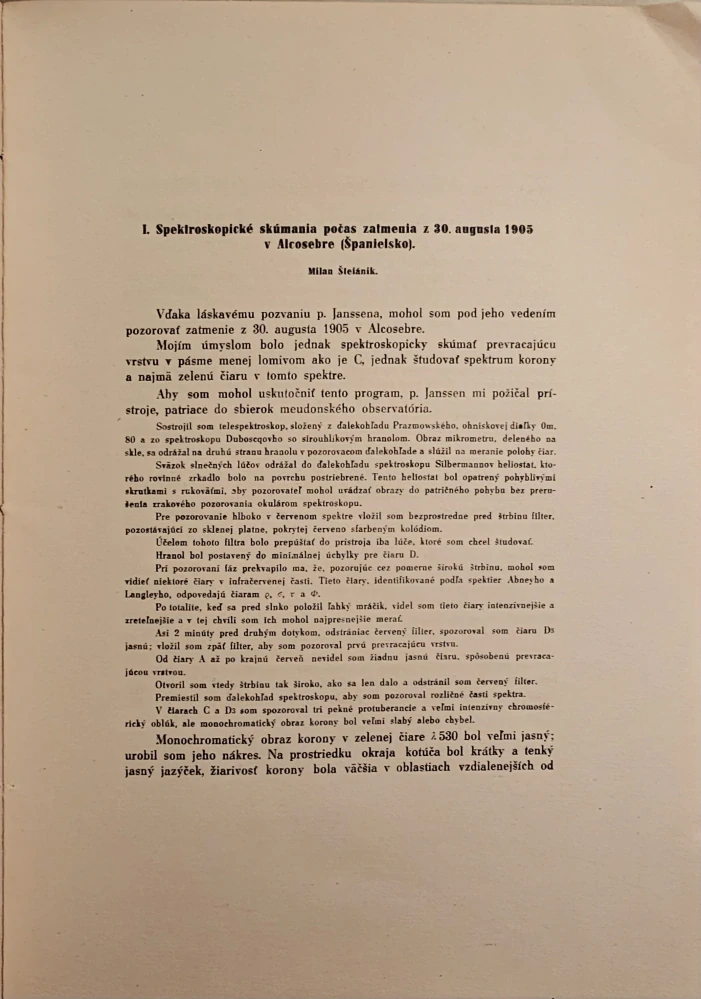 Hvezdárske články Milana Štefánika