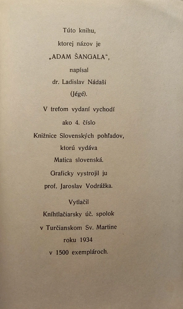 Adam Šangala (historický román zo XVII. storočia) (III. vydanie)