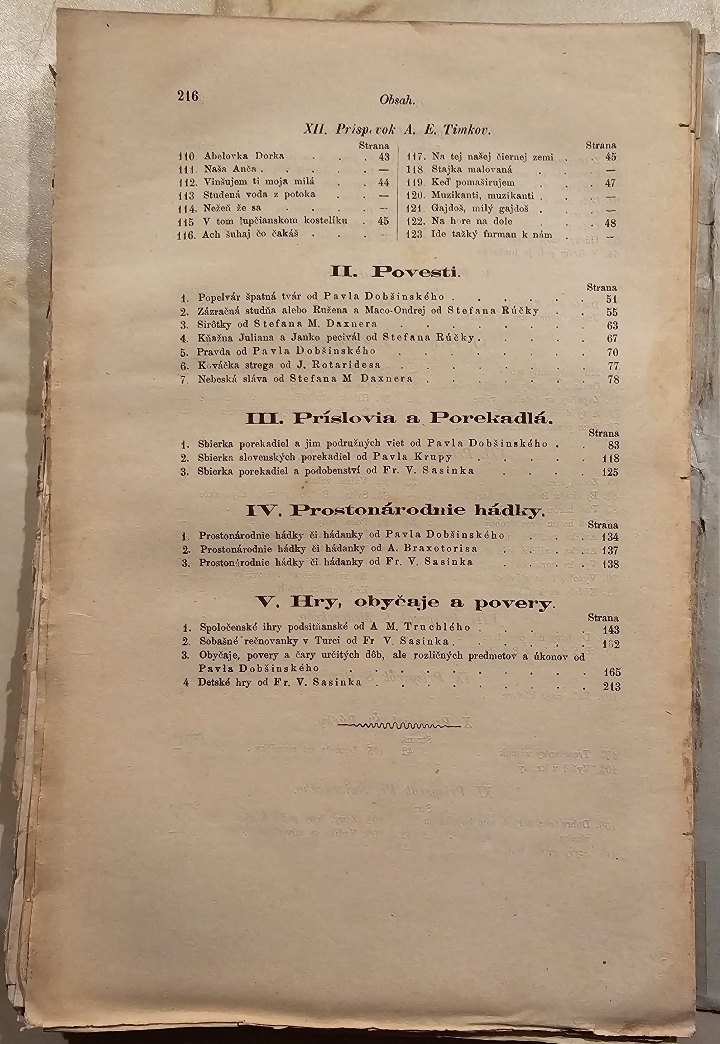 Sborník piesni, povestí, prísloví, porekadiel, hádok, hier, obyčajov a povier