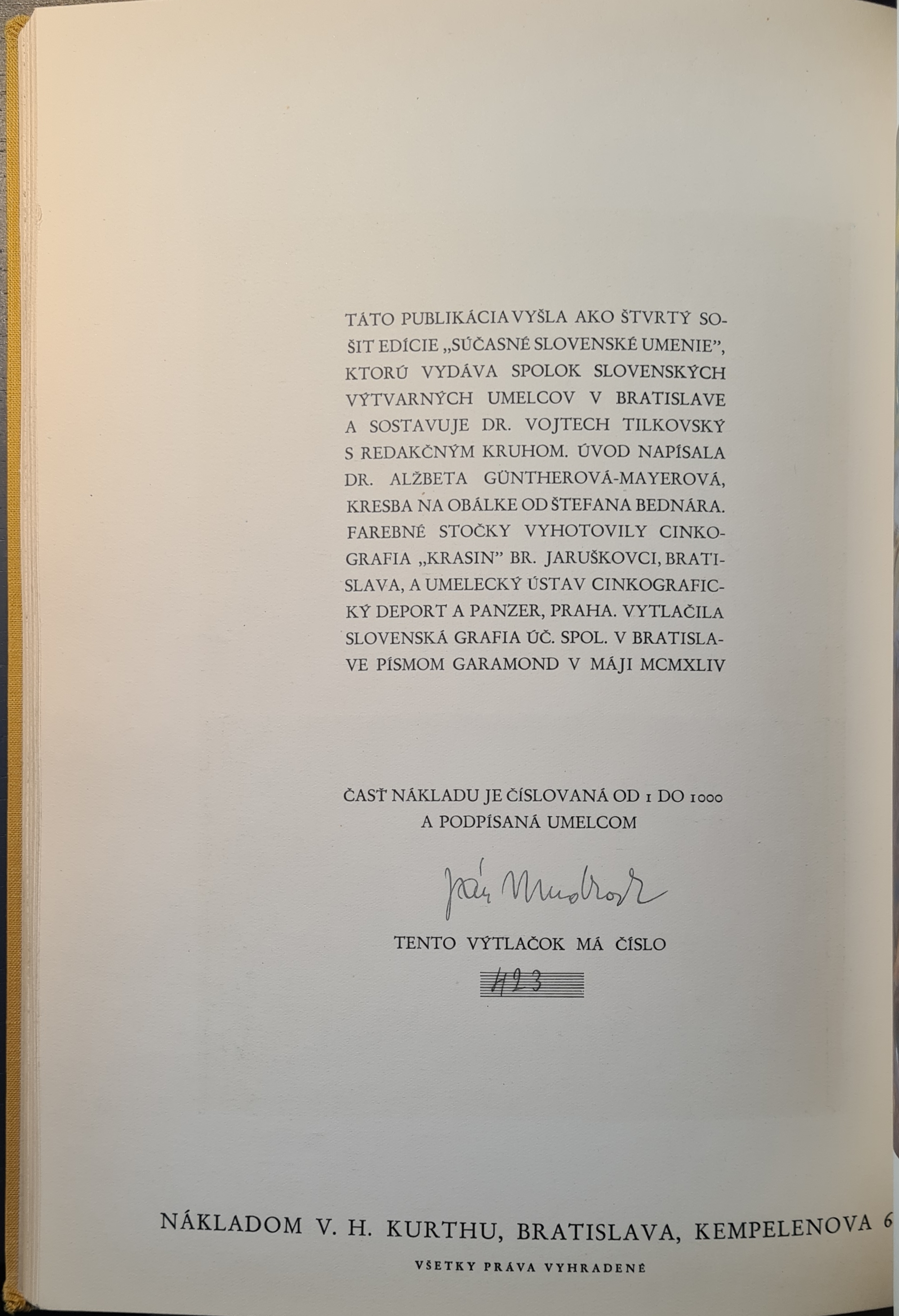 Slovenské umenie (zviazaných 6 zväzkov) /s podpismi