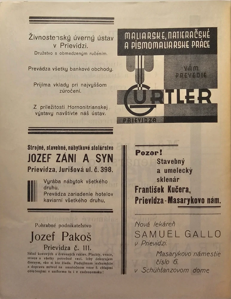 Výstava Hornej Nitry 14-23 augusta 1931 v Prievidzi