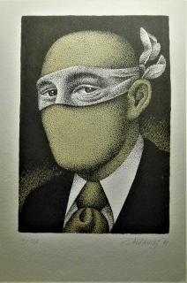 Grafický list z cyklu "Hlavy" (Vlastimil Zábranský)