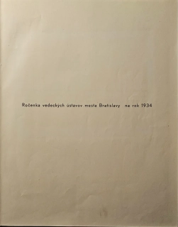 Ročenka vedeckých ústavov mesta Bratislavy na rok 1934