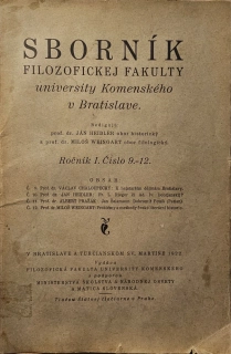 Sborník Filozofickej fakulty univerzity Komenského v Bratislave Roč. I. (čís. 9.-12.)