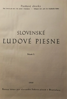 Slovenské ľudové piesne (Sväzok I.)